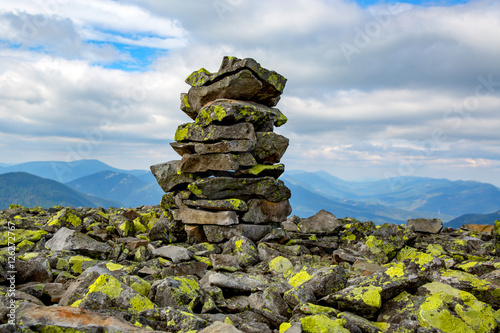 stone pile on mountain top in carpathians © Pavlo Klymenko