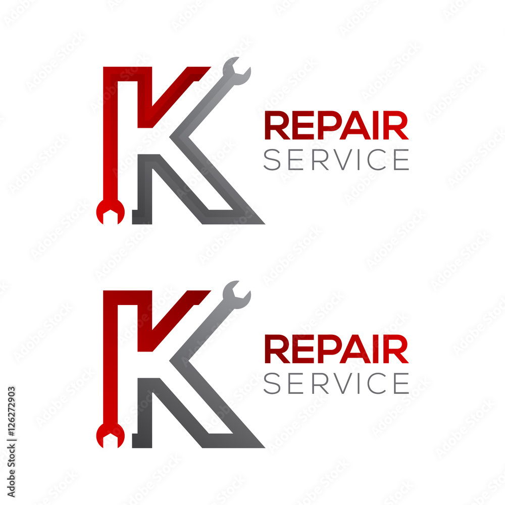 Letter K with wrench logo,Industrial,repair,tools,service and