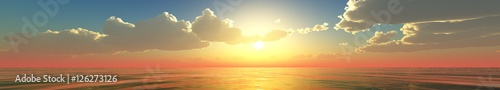 panorama of sea sunset. Sunrise in the ocean. © ustas