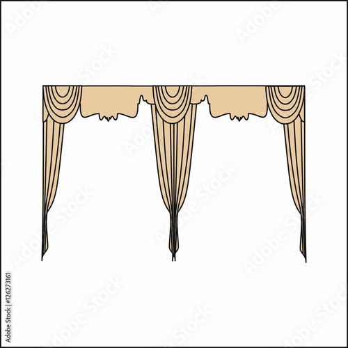 curtains Interior design sketch.Window curtains
