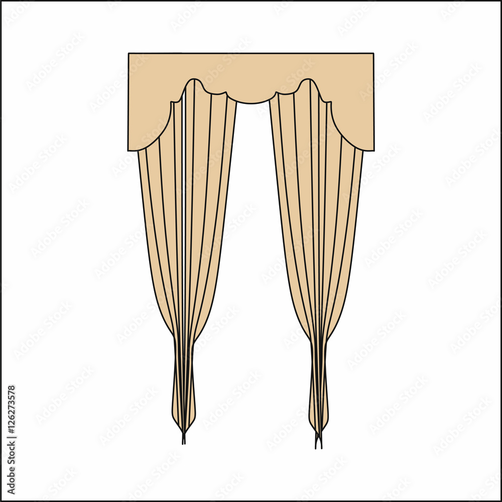 curtains Interior design sketch.Window curtains curtains Interior design sketch.Window curtains