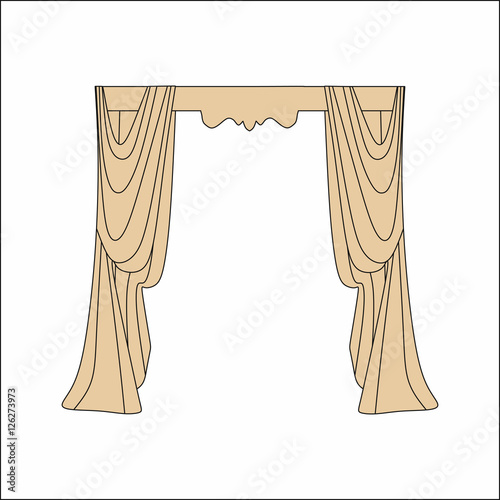 curtains Interior design sketch.Window curtains