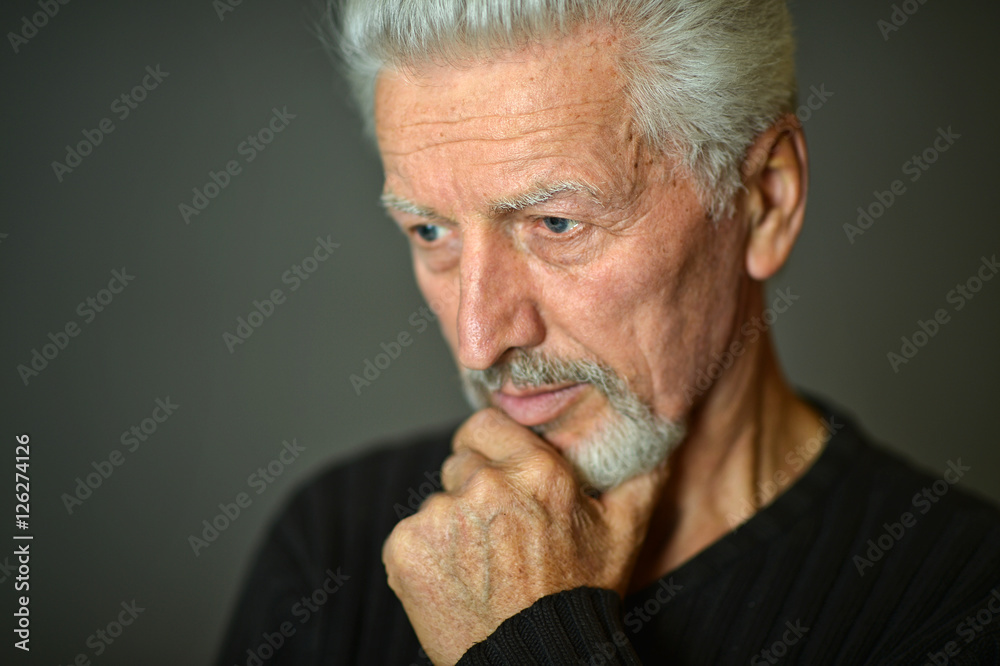 Sad senior man at home Sad senior man at home