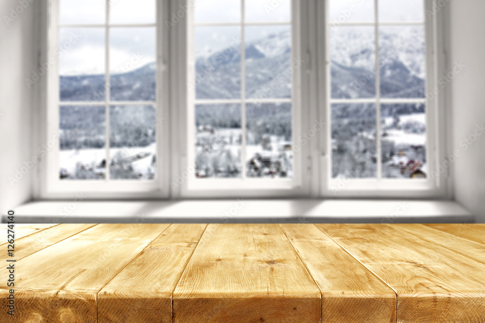 wooden table and window wooden table and window