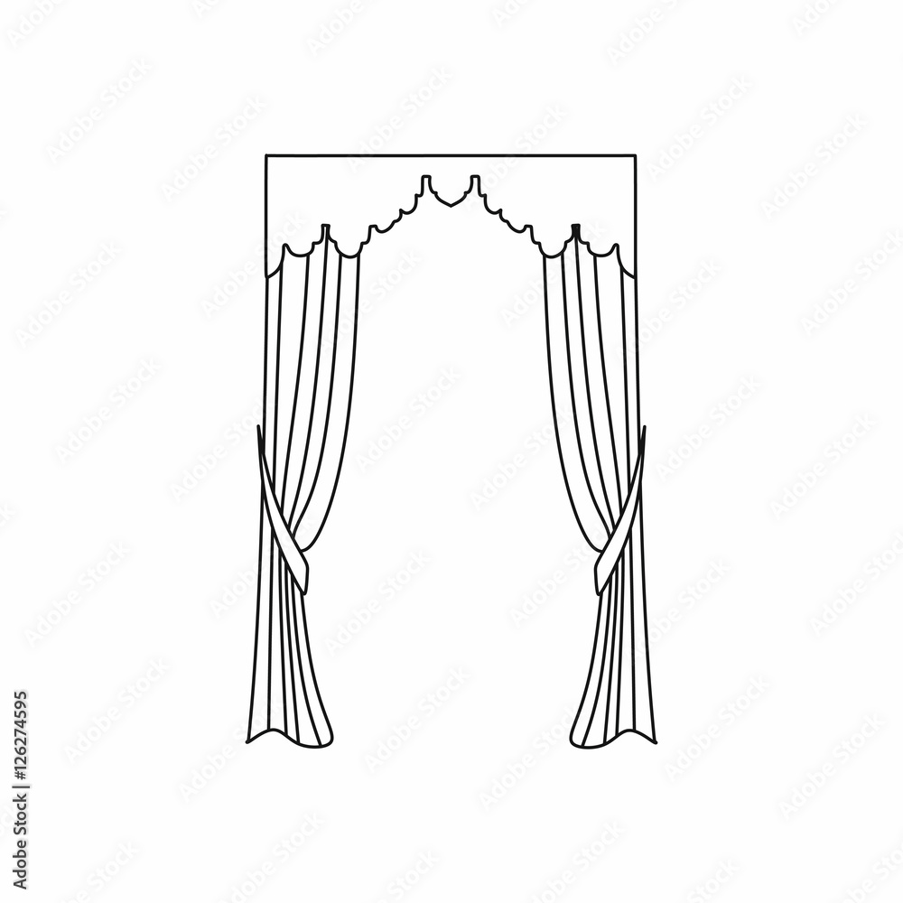 curtains Interior design sketch.Window curtains