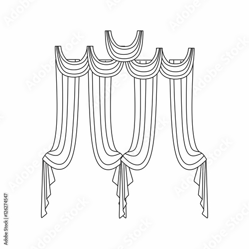 curtains Interior design sketch.Window curtains