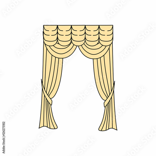 curtains Interior design sketch.Window curtains