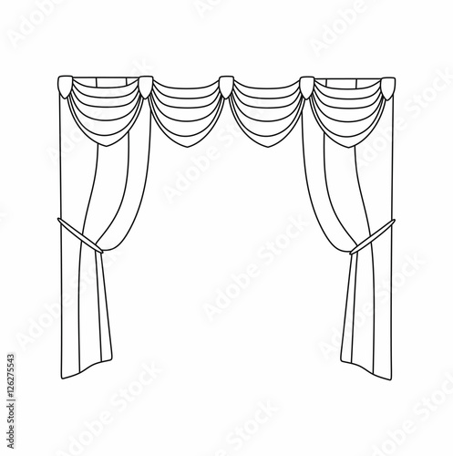 curtains Interior design sketch.Window curtains