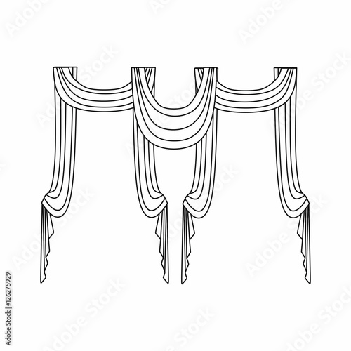 curtains Interior design sketch.Window curtains