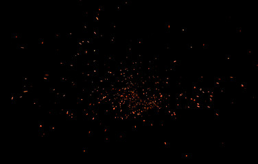 fire flames with sparks on black background