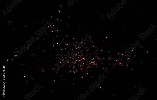 fire flames with sparks on black background photo
