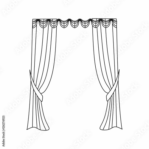 curtains Interior design sketch.Window curtains
