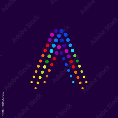 Letter A logo.Dots logo colorful,dotted shape logotype vector design