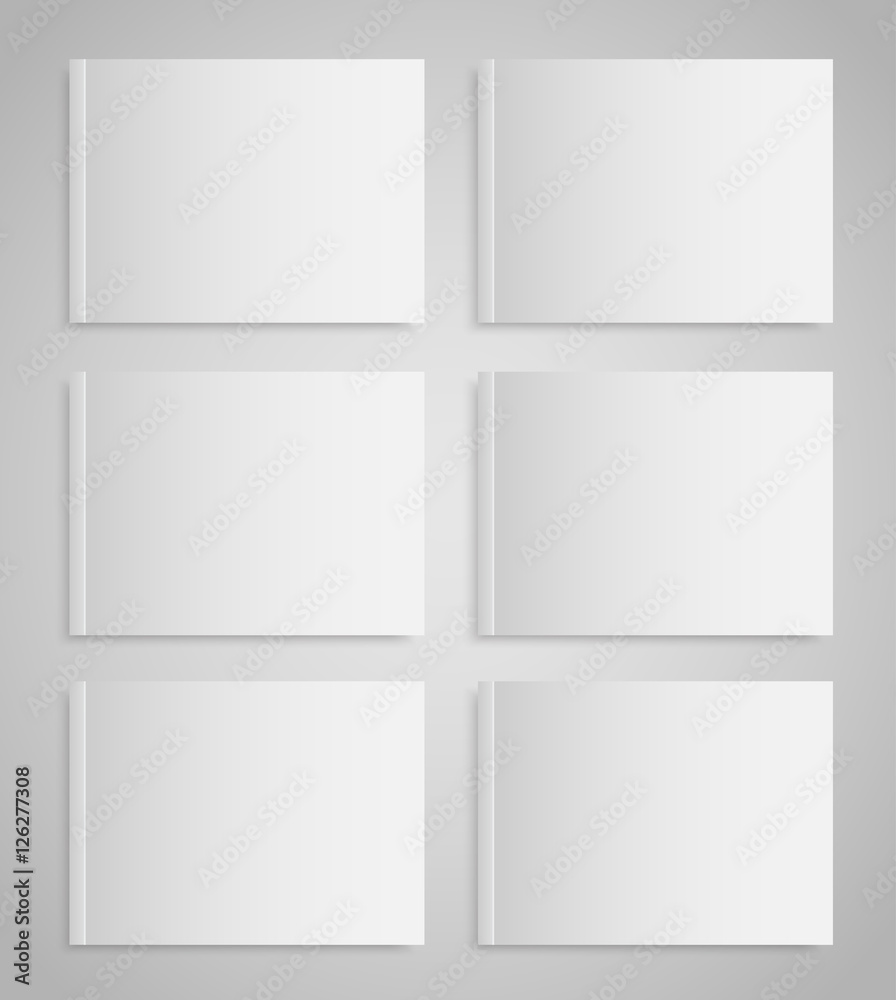 Blank empty magazine or book. Mock up. Six. Blank empty magazine or book. Mock up. Six.