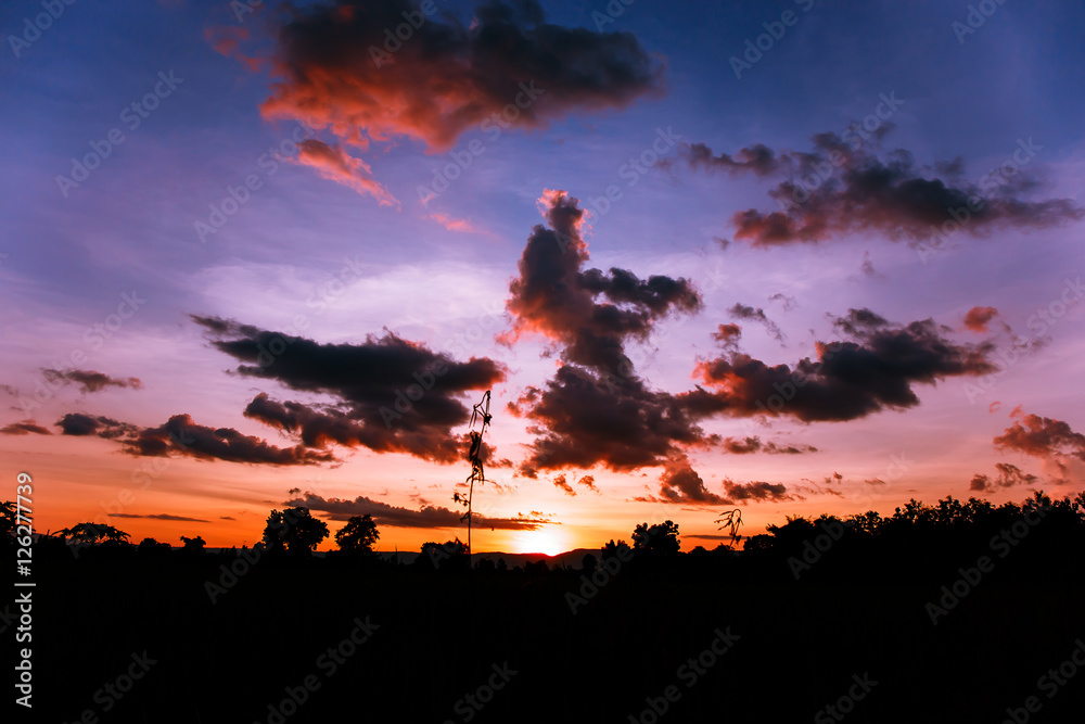 Fototapeta premium .Clouds in the evening during sunset.