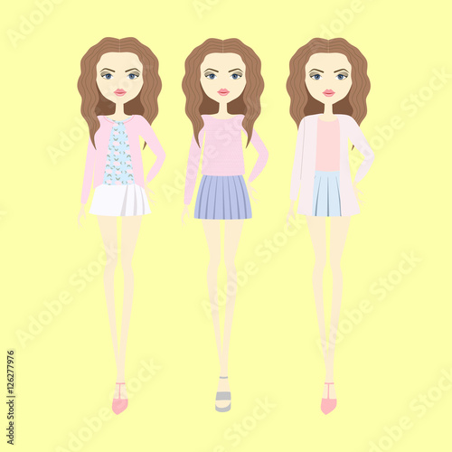  make-up hairstyle. shorts. top. blouse. skirt. footwear.young w