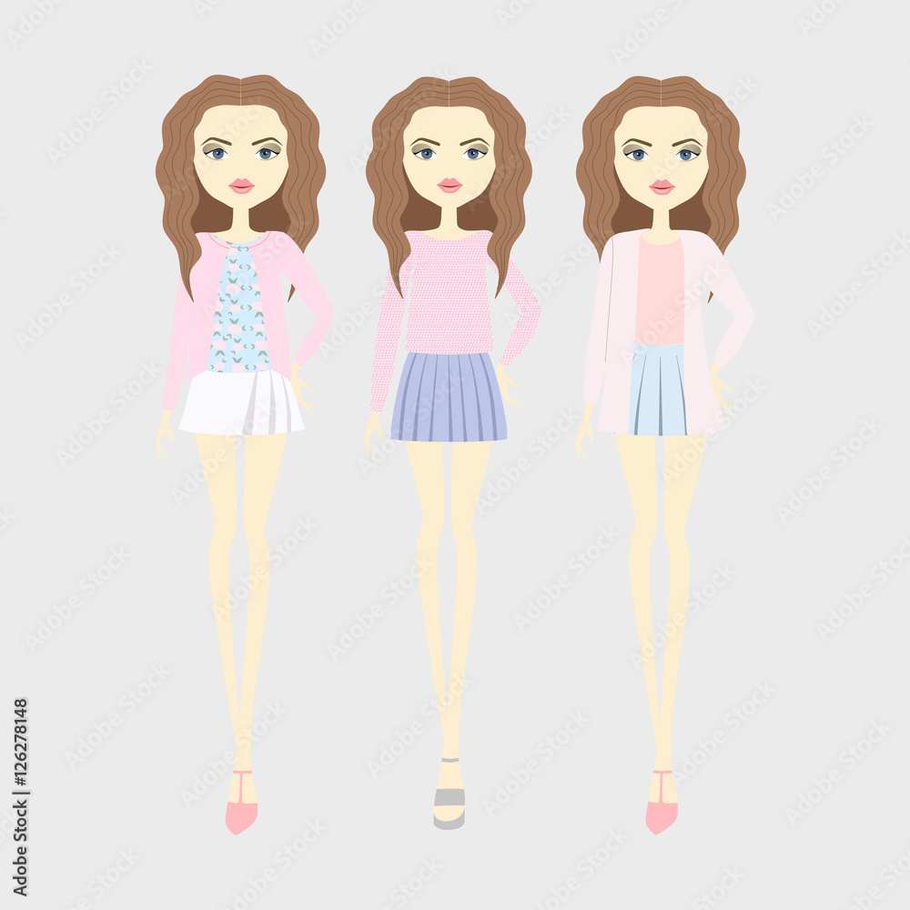 make-up hairstyle. shorts. top. blouse. skirt. footwear.young w make-up hairstyle. shorts. top. blouse. skirt. footwear.young w