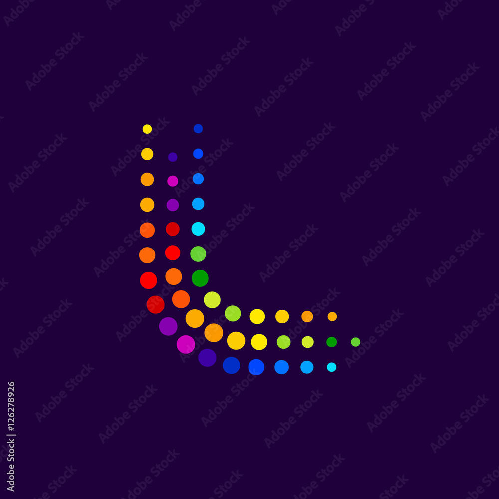 Letter L logo.Dots logo colorful,dotted shape logotype vector design