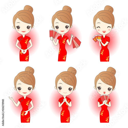 cartoon woman with new year