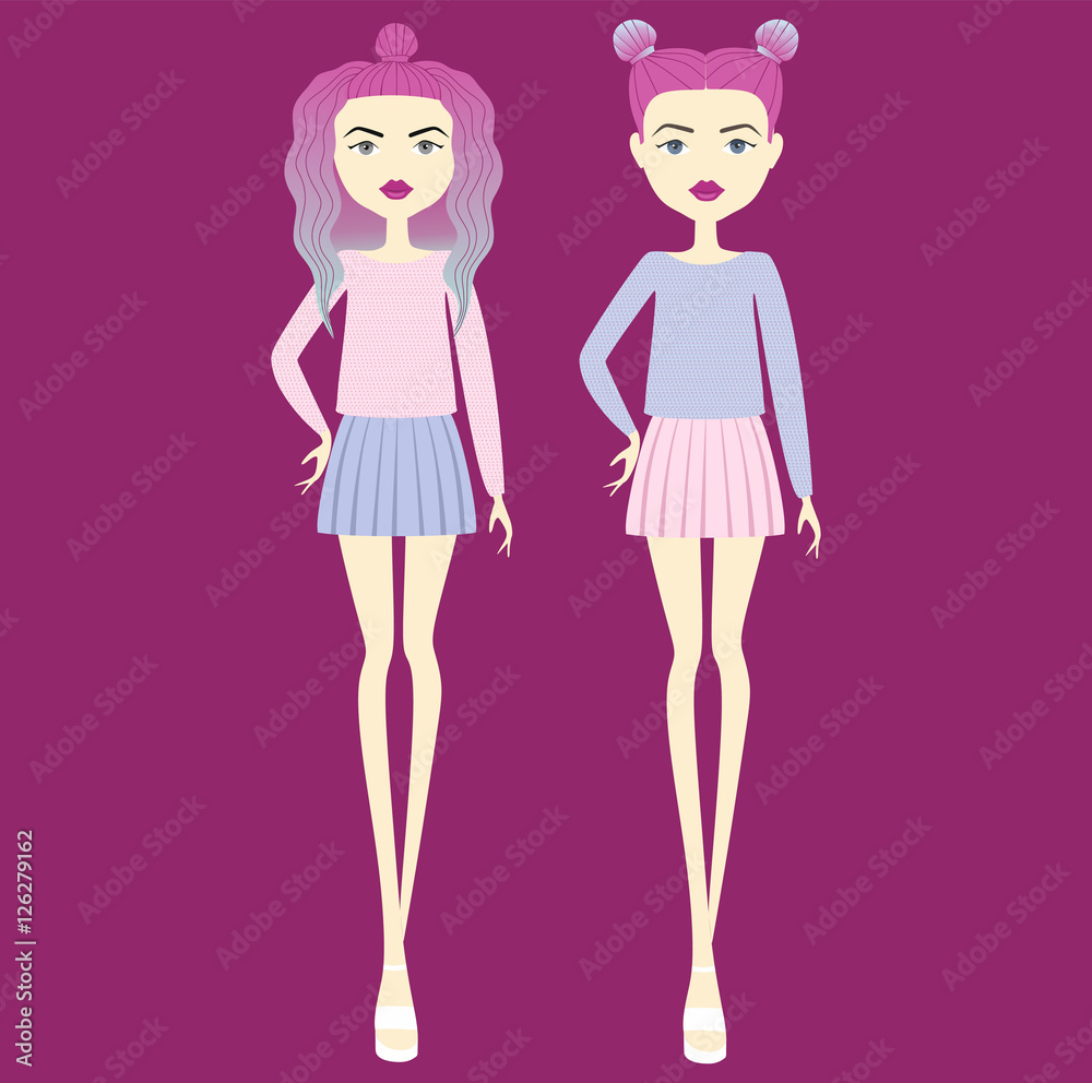 young girl in fashionable clothes. top. skirt. casual wear young girl in fashionable clothes. top. skirt. casual wear