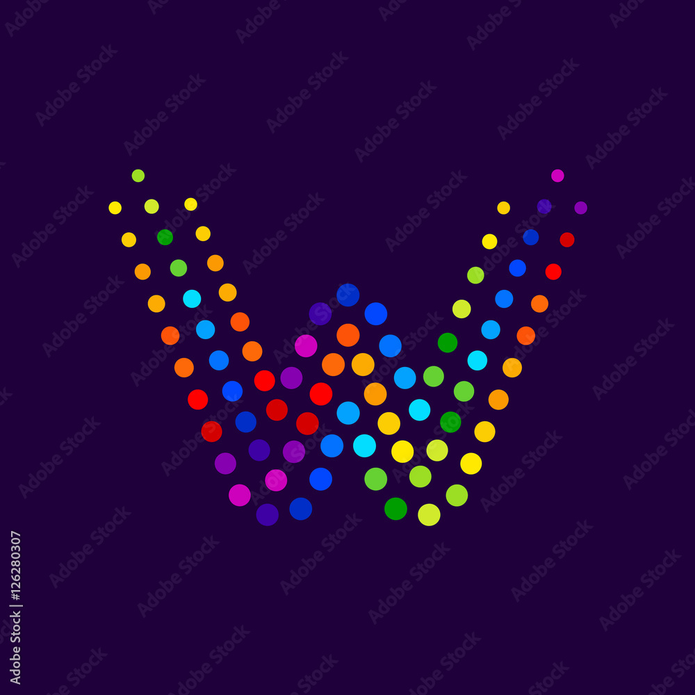 Letter W logo.Dots logo colorful,dotted shape logotype vector design