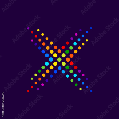 Letter X logo.Dots logo colorful,dotted shape logotype vector design