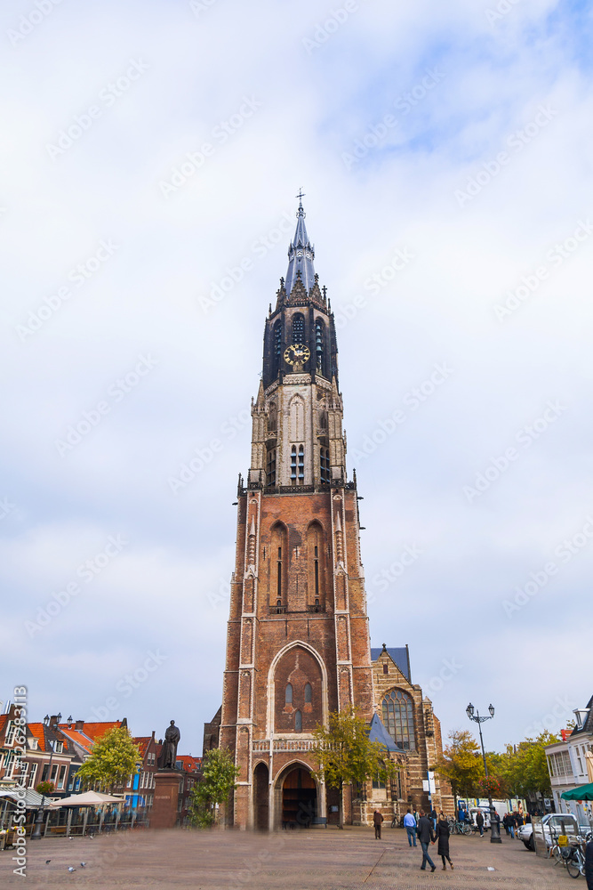The view of gothic cathedral in Delft, Holland