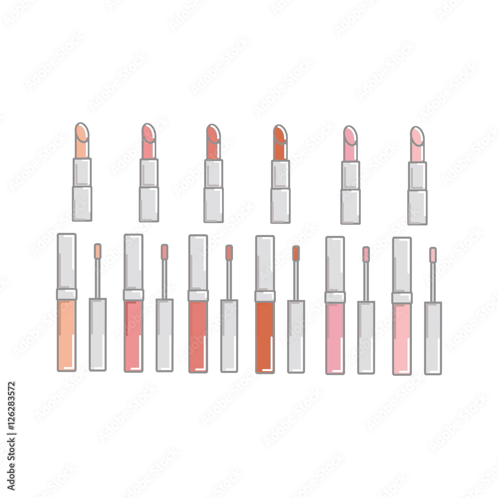lip gloss. lipstick of different colors. lip gloss. lipstick of different colors.