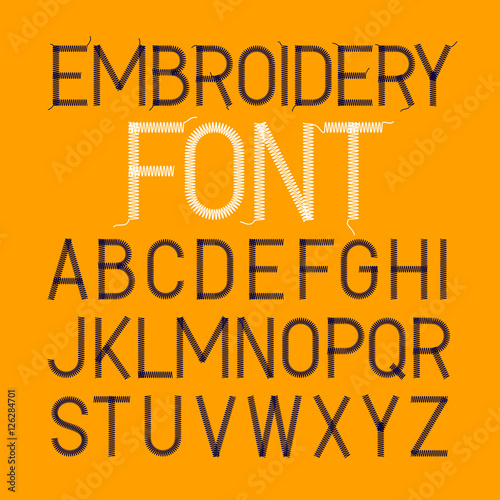 Embroidery font, thin style