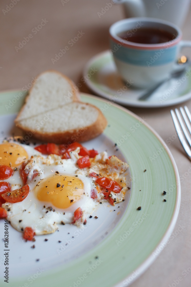 Breakfast on the table in a restaurant Breakfast on the table in a restaurant