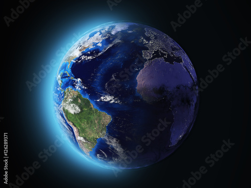 planet Earth shines in space 3d illustration