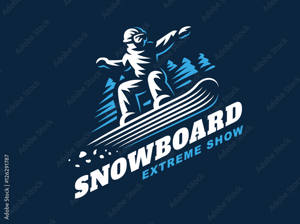 Plakat Snowboarding emblem Illustration on dark background