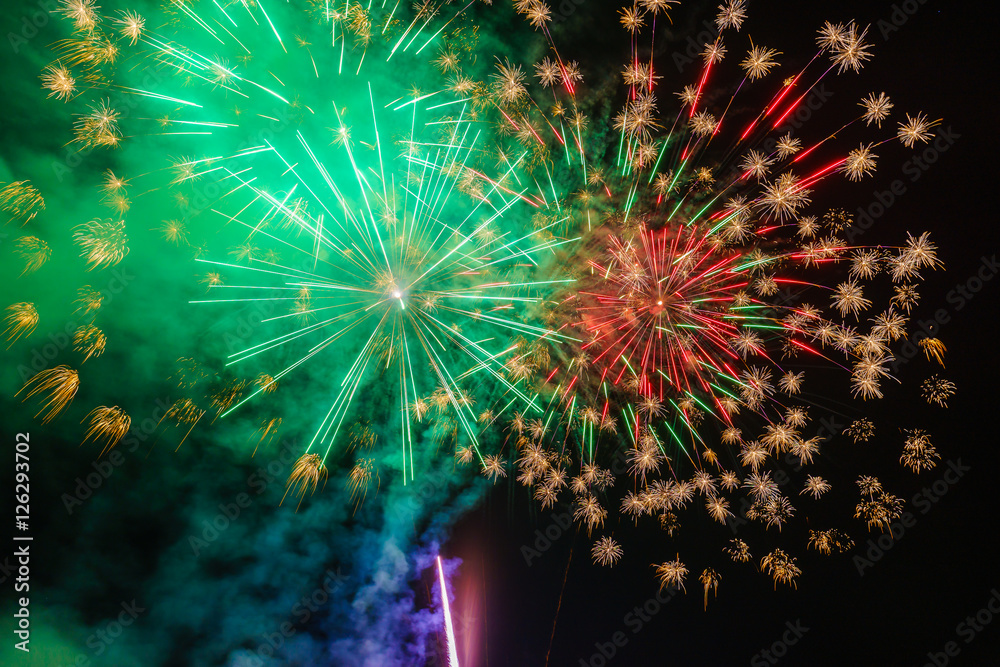 Great fireworks at the beach of Salina, Sicily Great fireworks at the beach of Salina, Sicily