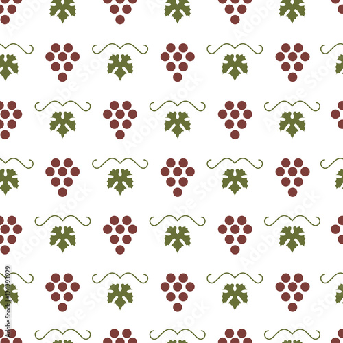 Bunch of grapes seamless pattern in modern flat design. Vector illustration simple cartoon for background. Colorful wallpaper with berry and leafs