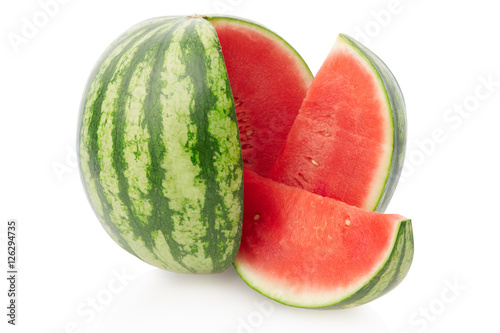 Watermelon sliced isolated on white, clipping path