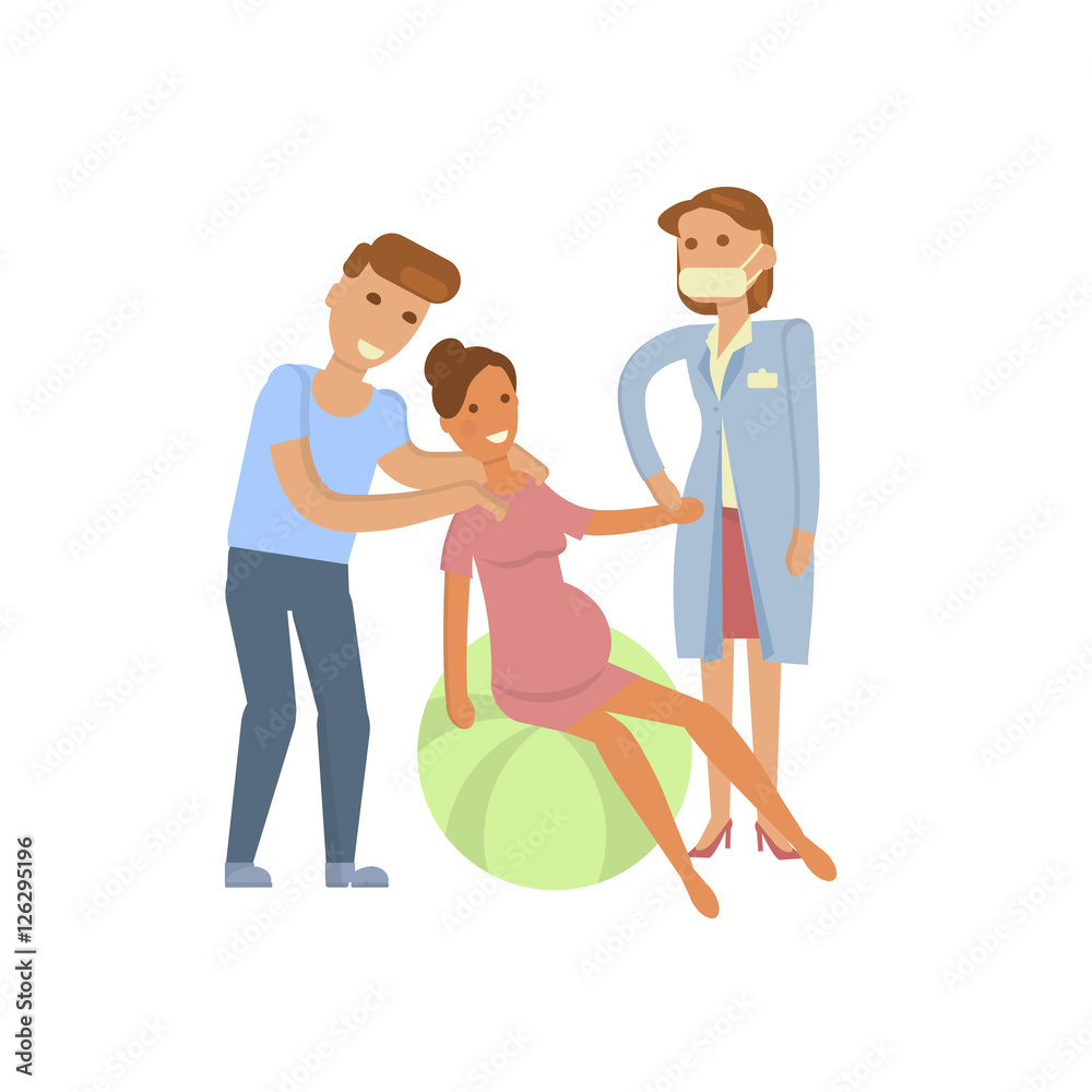 The process of giving birth concepts set. Woman during childbirth