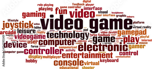 Video game word cloud concept. Vector illustration