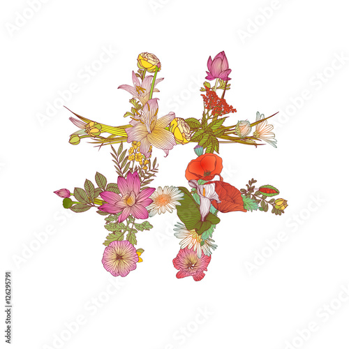 hashtag sign of flowers