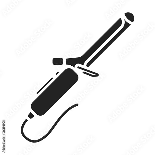 Hair iron icon in black style isolated on white background. Hairdressery symbol stock vector illustration.