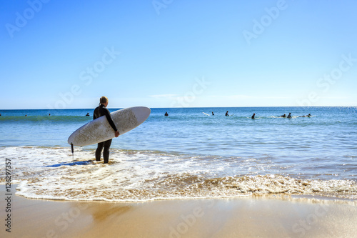 Surfers on Beliche Beach, Sagres, Algarve, Portugal