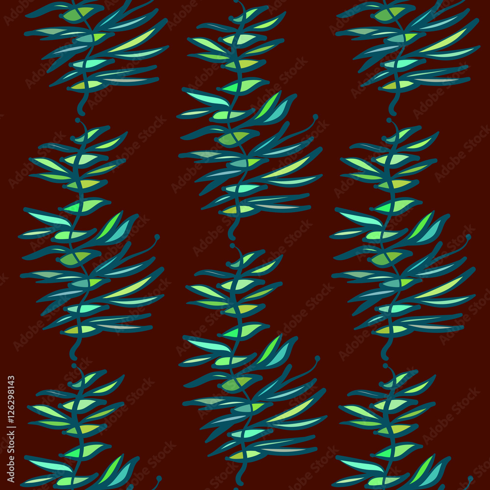 Bright leaves, abstraction fantasy. Vector seamless pattern. Bright leaves, abstraction fantasy. Vector seamless pattern.