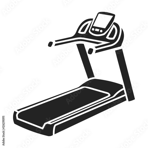 Treadmill icon in black style isolated on white background. Sport and fitness symbol stock vector illustration.