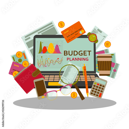 Budget planning concept in flat style. Modern design for web banners, web sites, infographic. Vector illustration.