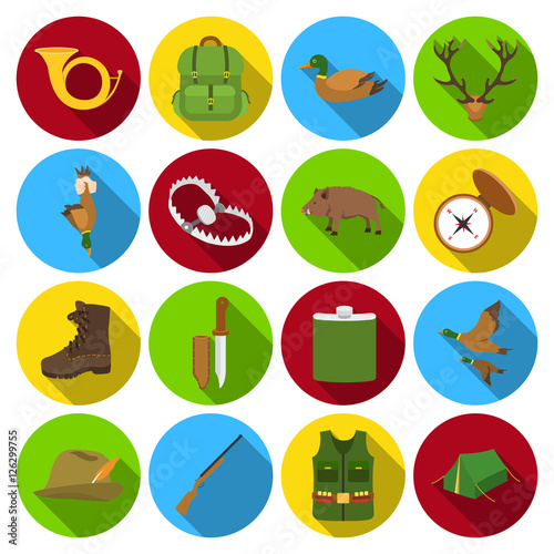 Hunting set icons in black style. Big collection of hunting vector symbol stock illustration