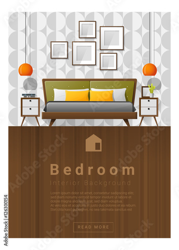 Interior design Modern bedroom banner , vector, illustration