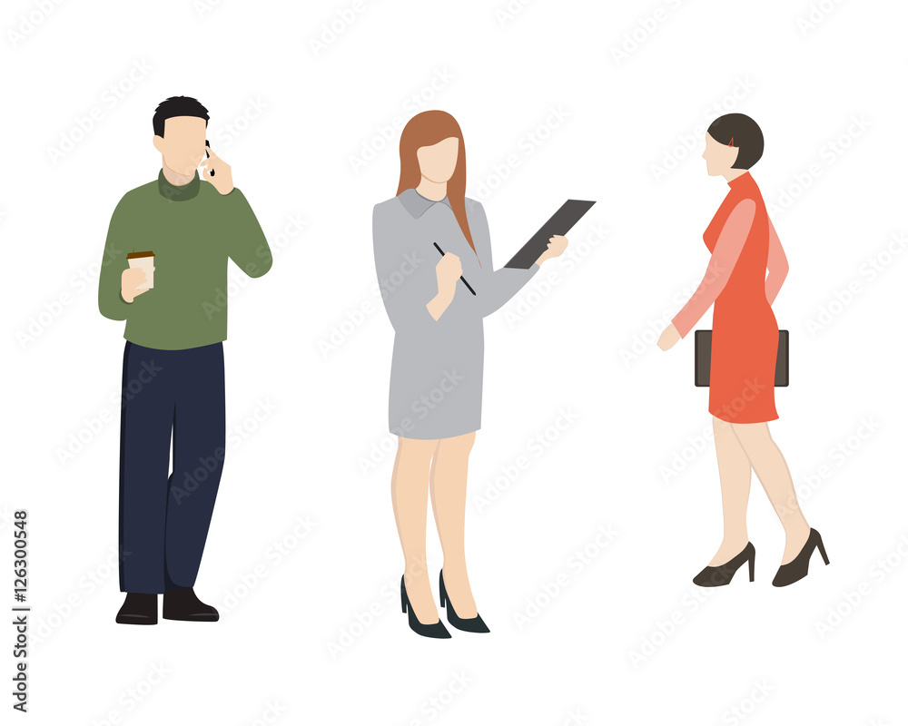 People vector illustration. Cartoon characters. Secretary, employee, manager.