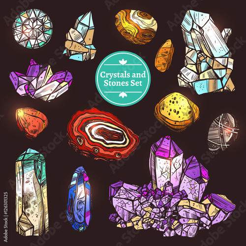 Set Of Icons Crystals Stones