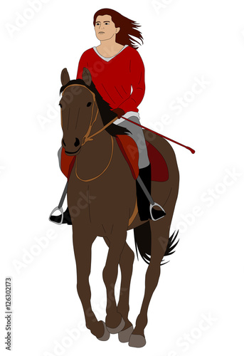 woman riding horse 4 - vector