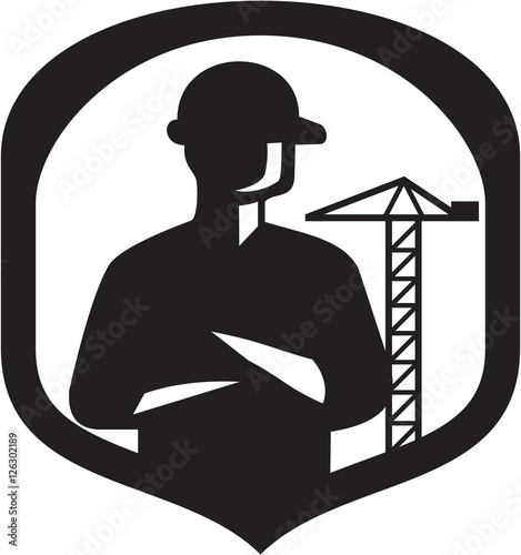 Builder Arms Folded Boom Crane Crest Retro