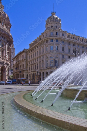 genova piazza de ferrari palazzo de ferrari con fontana liguria itallia europa italy europe photo